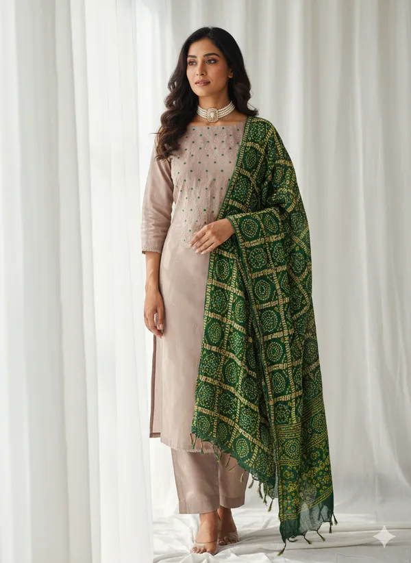 Green_&_Peach_Premium_Coco_Silk_Dress_Material_For_Women_&_Girls