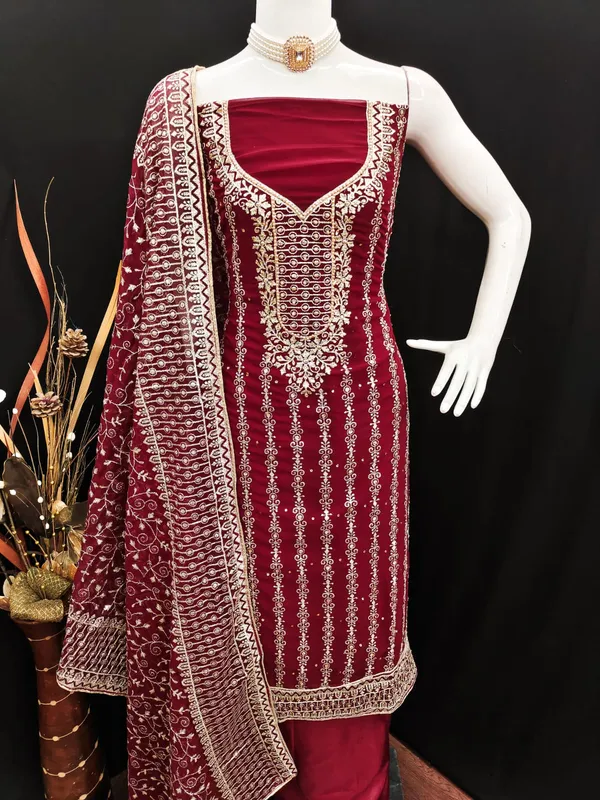 Red_Premium_Georgette_Zari_Dress_Material_For_Women_&_Girls