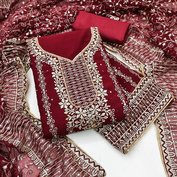 Red_Premium_Georgette_Zari_Dress_Material_For_Women_&_Girls