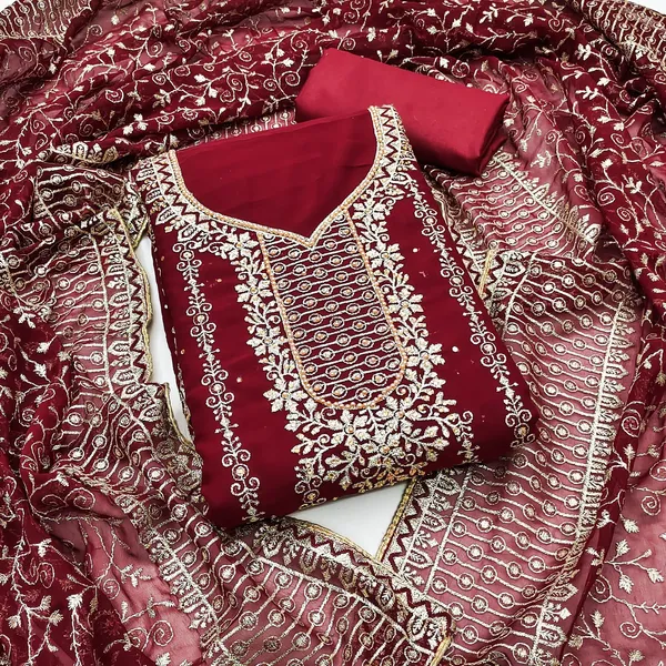 Red_Premium_Georgette_Zari_Dress_Material_For_Women_&_Girls
