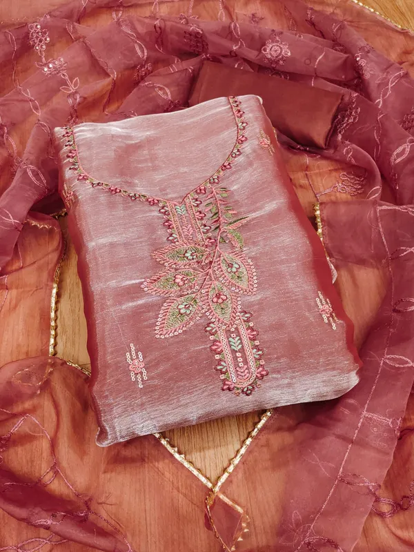 Rust_Premium_Barbarik_Silk_Dress_Material_For_Women_&_Girls