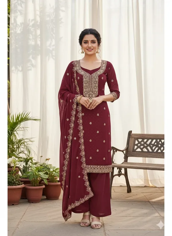 Maroon_Premium_Georgette_Zari_Dress_Material_For_Women_&_Girls