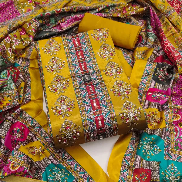 Mustard_Premium_Chinnon_Dress_Material_For_Women_&_Girls