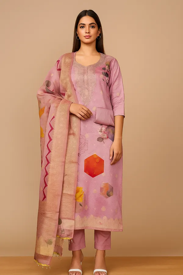 Pink_Premium_Organza_Jacquard_Dress_Material_For_Women_&_Girls