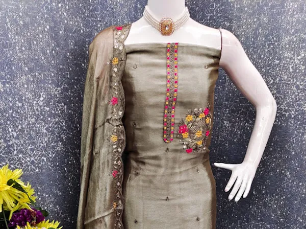 Mehandi_Premium_Barbarik_Silk_Dress_Material_For_Women_&_Girls