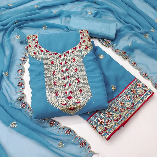 Blue_Premium_Georgette_Zari_Dress_Material_For_Women_&_Girls