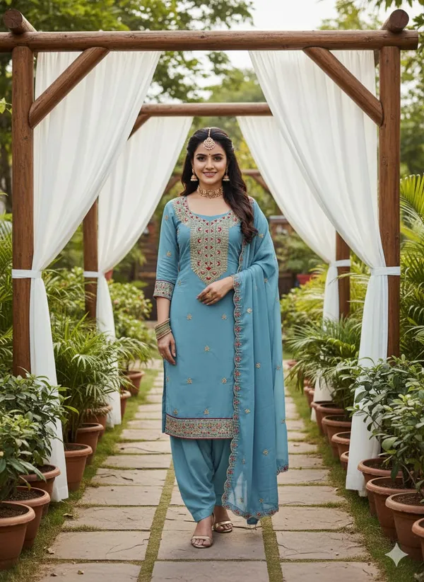 Blue_Premium_Georgette_Zari_Dress_Material_For_Women_&_Girls