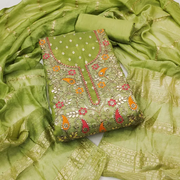 Pista_Green_Premium_Shimmer_Jacquard_Dress_Material_For_Women_&_Girls