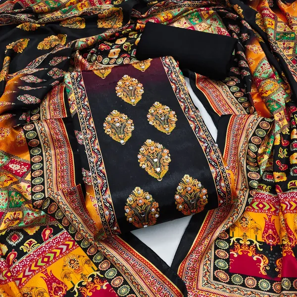 Black_Premium_Chinnon_Dress_Material_For_Women_&_Girls