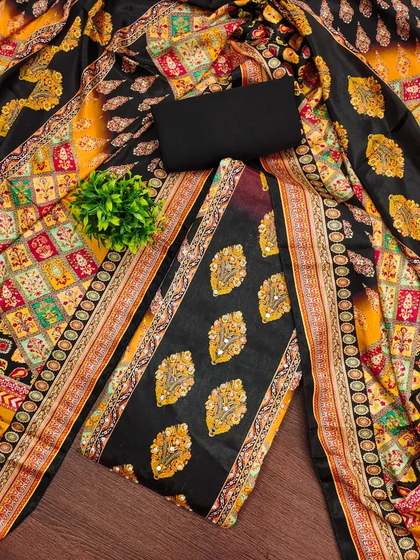 Black_Premium_Chinnon_Dress_Material_For_Women_&_Girls