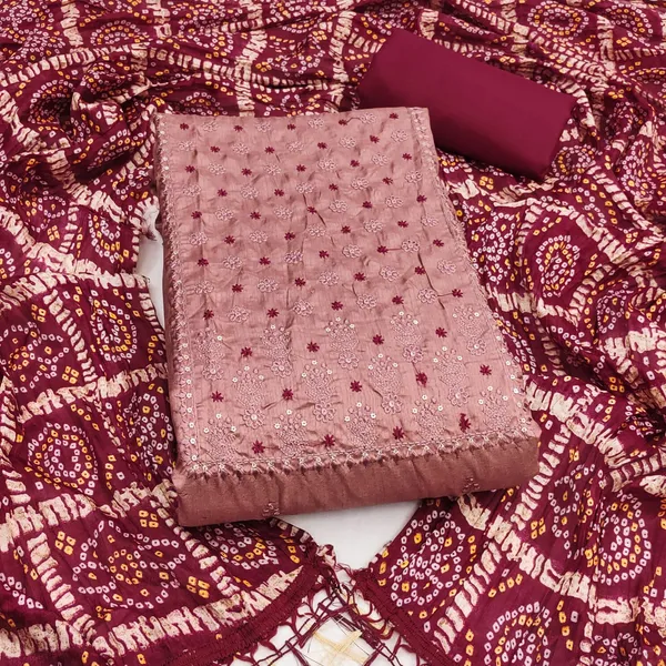 Peach_Premium_Coco_Silk_Dress_Material_For_Women_&_Girls