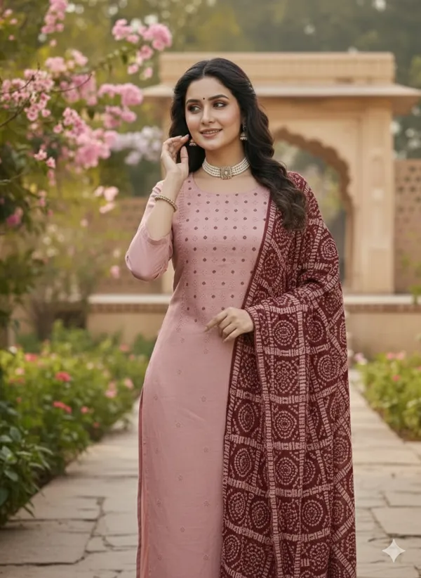 Peach_Premium_Coco_Silk_Dress_Material_For_Women_&_Girls