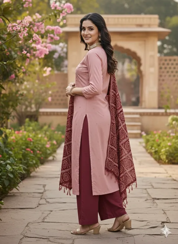 Peach_Premium_Coco_Silk_Dress_Material_For_Women_&_Girls