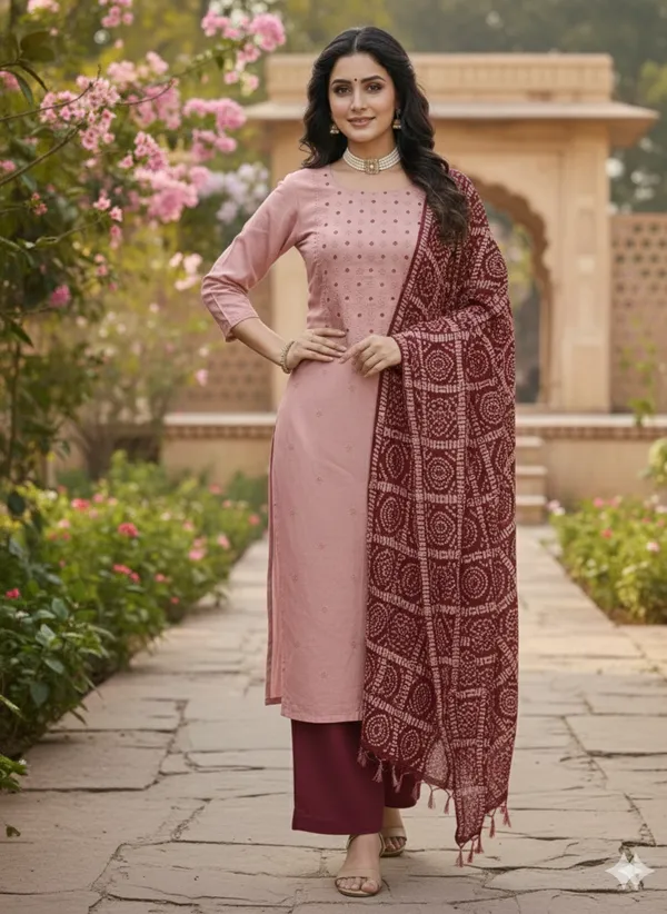 Peach_Premium_Coco_Silk_Dress_Material_For_Women_&_Girls