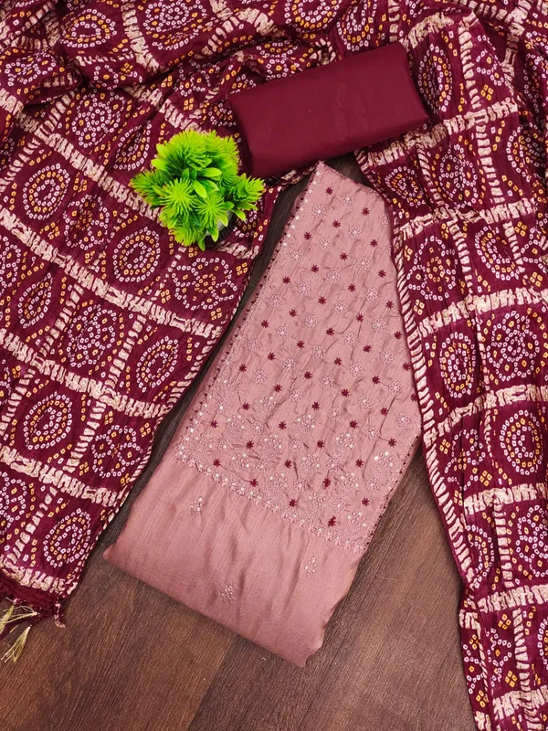 Peach_Premium_Coco_Silk_Dress_Material_For_Women_&_Girls