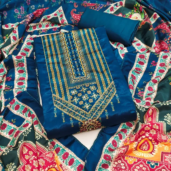 Navy_Blue_Premium_Chinnon_Dress_Material_For_Women_&_Girls
