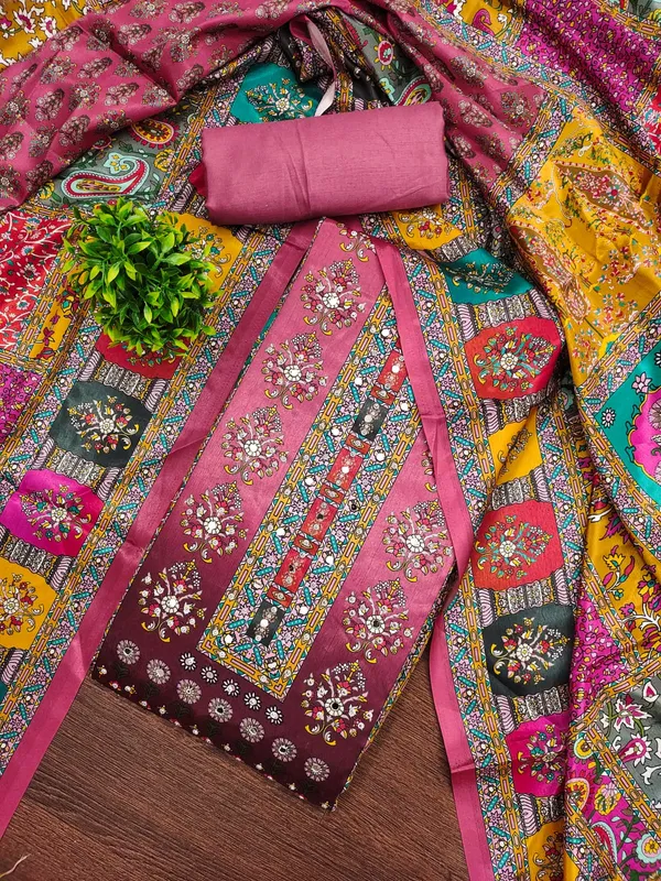 Pink_Premium_Chinnon_Dress_Material_For_Women_&_Girls