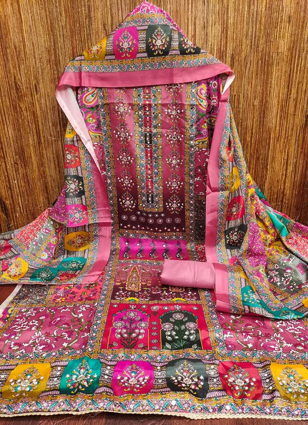 Pink_Premium_Chinnon_Dress_Material_For_Women_&_Girls