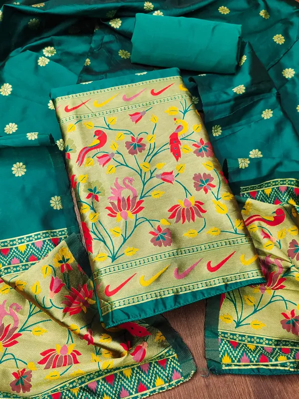 Green_Premium_Pure_Tapela_Silk_Dress_Material_For_Women_&_Girls