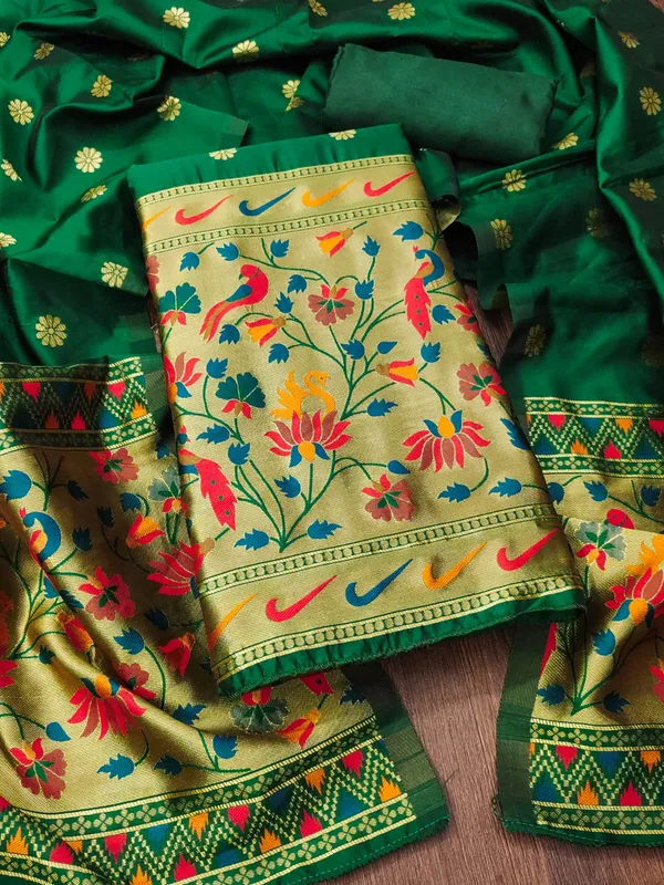 Green_Premium_Pure_Tapela_Silk_Dress_Material_For_Women_&_Girls