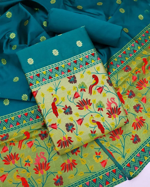 Green_Premium_Pure_Tapela_Silk_Dress_Material_For_Women_&_Girls
