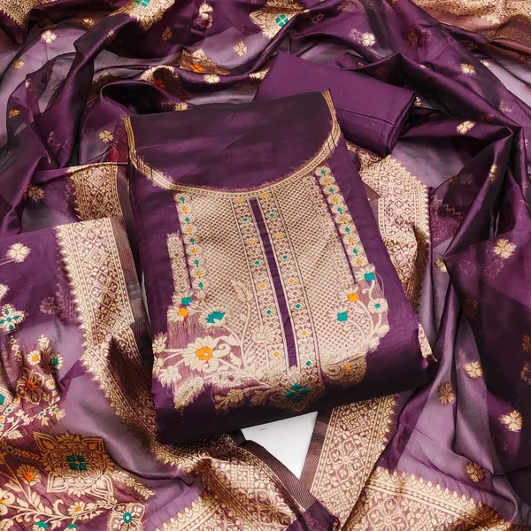Purple_Premium_Organza_Jacquard_Dress_Material_For_Women_&_Girls