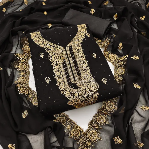 Black_Premium_Georgette_Zari_Dress_Material_For_Women_&_Girls