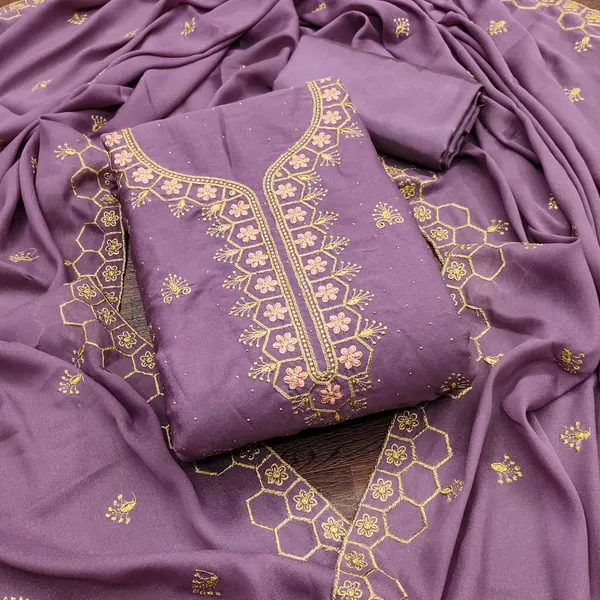 Lavender_Premium_Star_Georgette_Dress_Material_For_Women_&_Girls