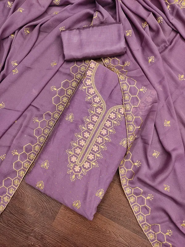Lavender_Premium_Star_Georgette_Dress_Material_For_Women_&_Girls