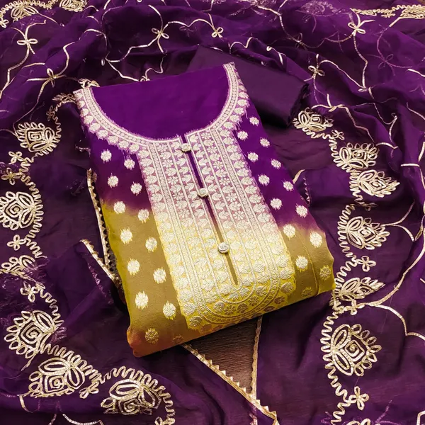Purple_&_Yellow_Premium_Organza_Jacquard_Dress_Material_For_Women_&_Girls