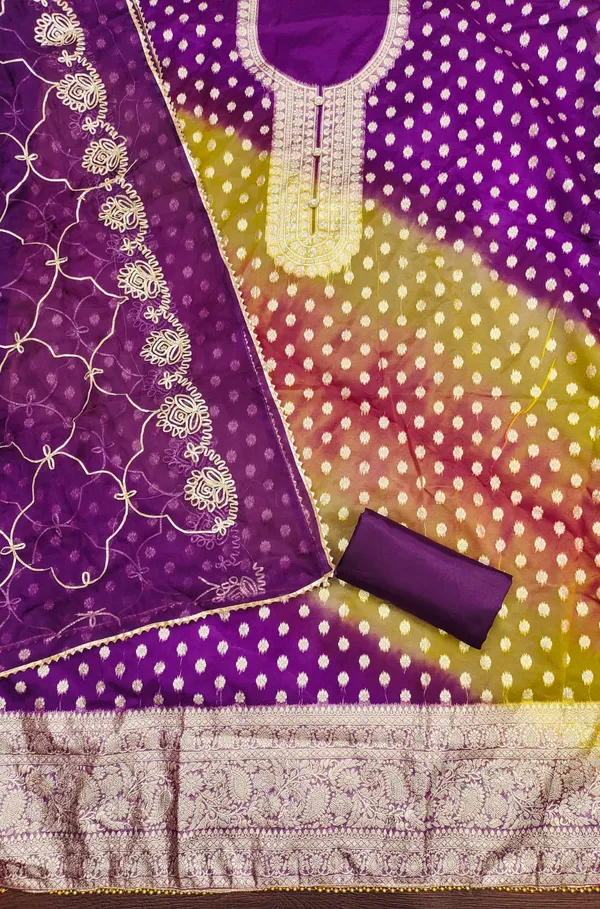 Purple_&_Yellow_Premium_Organza_Jacquard_Dress_Material_For_Women_&_Girls