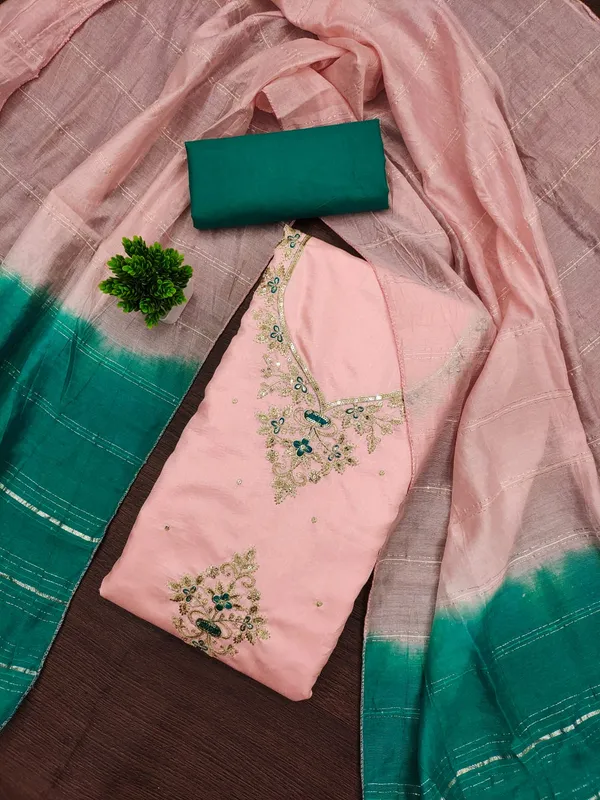 Peach_Premium_Coco_Silk_Dress_Material_For_Women_&_Girls