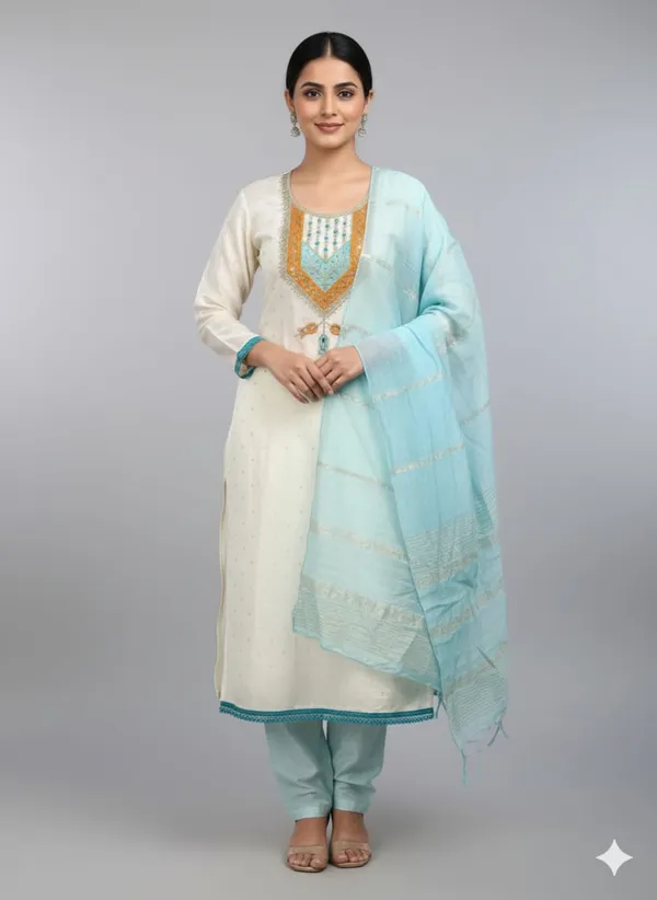 White_&_Blue_Premium_Modal_Silk_Dress_Material_For_Women_&_Girls