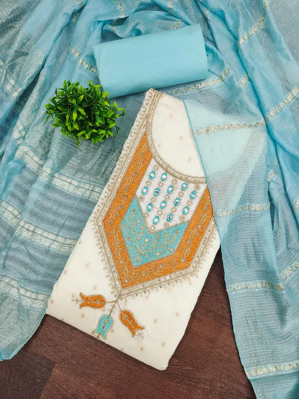 White_&_Blue_Premium_Modal_Silk_Dress_Material_For_Women_&_Girls