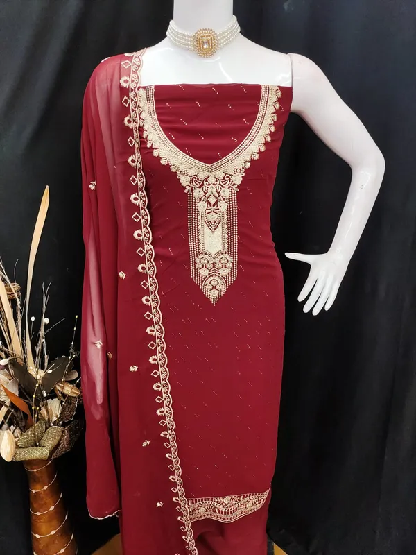 Maroon_Premium_Georgette_Zari_Dress_Material_For_Women_&_Girls