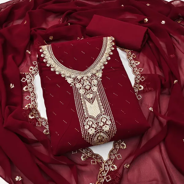 Maroon_Premium_Georgette_Zari_Dress_Material_For_Women_&_Girls