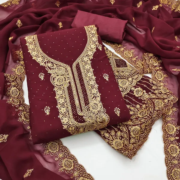 Maroon_Premium_Georgette_Zari_Dress_Material_For_Women_&_Girls