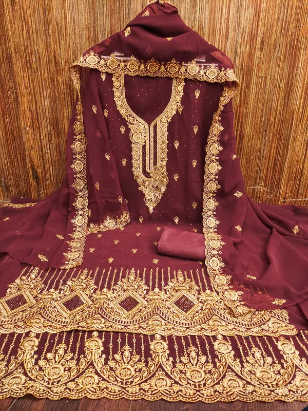 Maroon_Premium_Georgette_Zari_Dress_Material_For_Women_&_Girls