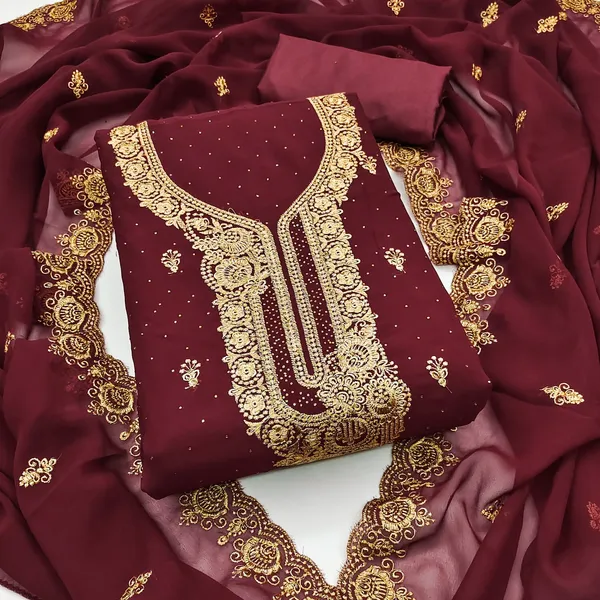 Maroon_Premium_Georgette_Zari_Dress_Material_For_Women_&_Girls