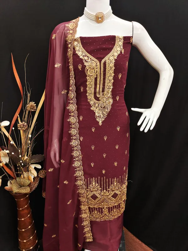 Maroon_Premium_Georgette_Zari_Dress_Material_For_Women_&_Girls