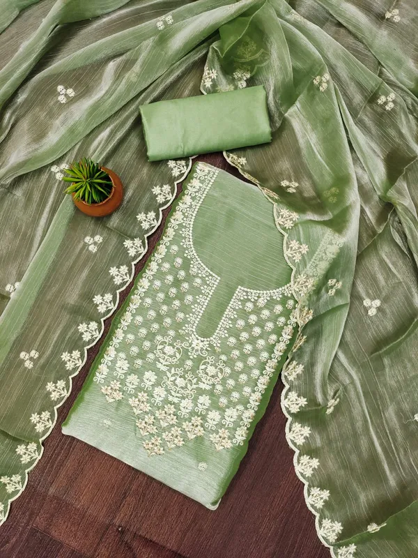 Pista_Green_Premium_Barbarik_Silk_Dress_Material_For_Women_&_Girls