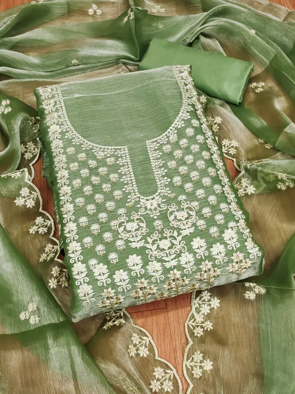 Pista_Green_Premium_Barbarik_Silk_Dress_Material_For_Women_&_Girls