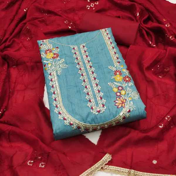Blue_Premium_Coco_Silk_Dress_Material_For_Women_&_Girls