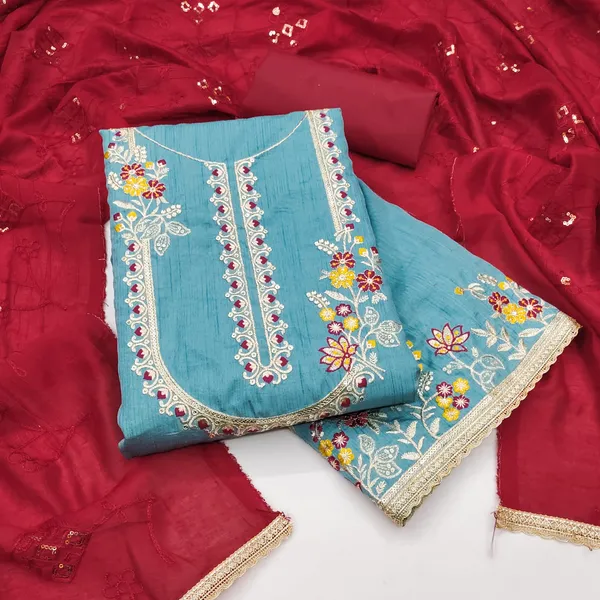 Blue_Premium_Coco_Silk_Dress_Material_For_Women_&_Girls