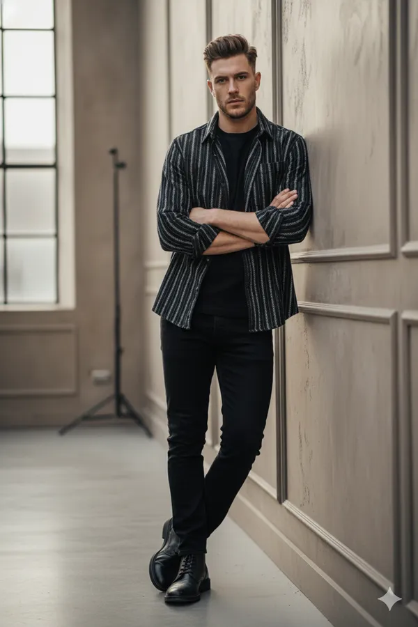 Black_Rain_drop_stripe_Pattern_shirt
