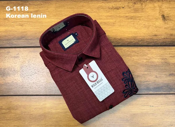 Korean_Linen"_Premium_Maroon_Designer_Shirt