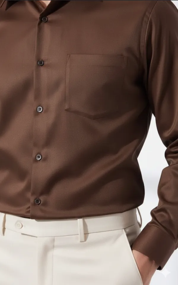 Mens_imported_Brown_satin_shirt