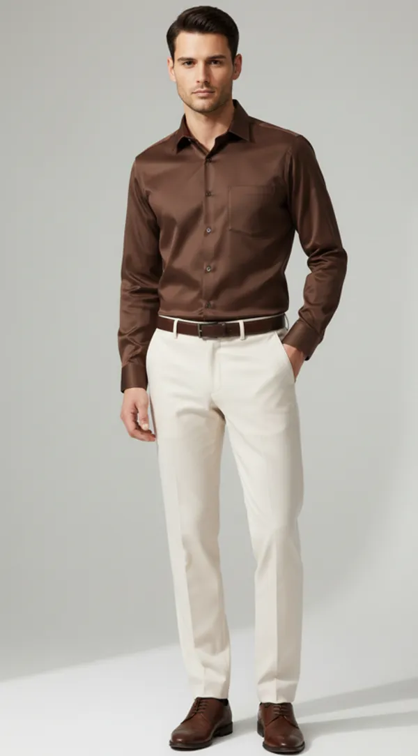 Mens_imported_Brown_satin_shirt