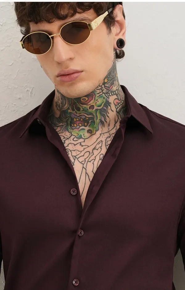 Maroon_Satin_Formal_Shirt_For_Men