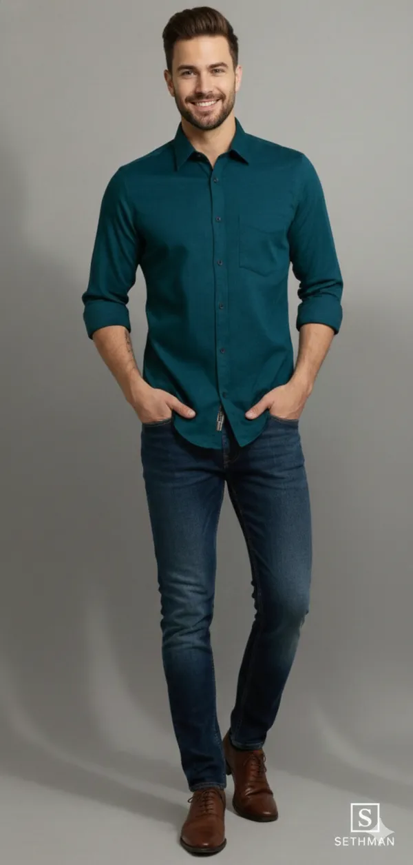 Turqoish_Cotton_Shirt_For_Men